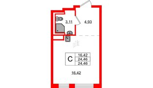 Квартира в ЖК Новые Лаврики, студия, 24.46 м², 6 этаж