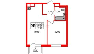 Квартира в ЖК Новые Лаврики, 1 комнатная, 40.37 м², 8 этаж