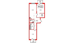 Квартира в ЖК «Новые Лаврики», 2 комнатная, 63.75 м², 5 этаж