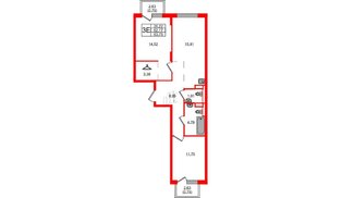 Квартира в ЖК «Новые Лаврики», 2 комнатная, 63.75 м², 11 этаж