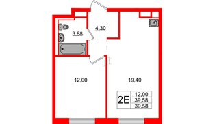 Квартира в ЖК Новые Лаврики, 1 комнатная, 39.58 м², 8 этаж