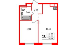 Квартира в ЖК Новые Лаврики, 1 комнатная, 39.58 м², 10 этаж