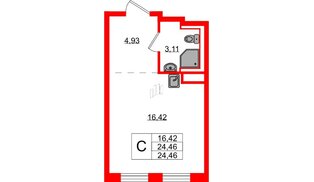 Квартира в ЖК Новые Лаврики, студия, 24.46 м², 10 этаж