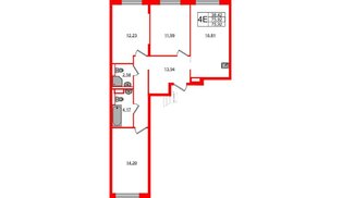 Квартира в ЖК Новые Лаврики, 3 комнатная, 75.92 м², 2 этаж