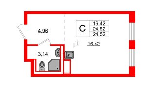 Квартира в ЖК Новые Лаврики, студия, 24.52 м², 8 этаж