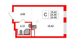 Квартира в ЖК Новые Лаврики, студия, 24.46 м², 10 этаж