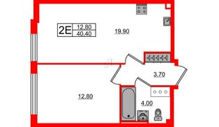 Квартира в ЖК «Измайловский», 1 комнатная, 40.4 м², 3 этаж
