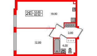 Квартира в ЖК «Измайловский», 1 комнатная, 40.5 м², 9 этаж