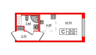 Квартира в ЖК «Измайловский», студия, 20.5 м², 9 этаж