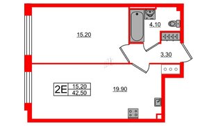 Квартира в ЖК «Измайловский», 1 комнатная, 42.5 м², 7 этаж
