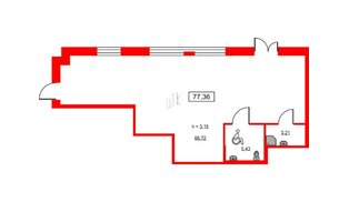 Помещение в ЖК ID Светлановский, 77.36 м², 1 этаж