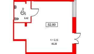 Помещение в ЖК ID Светлановский, 52.8 м², 1 этаж