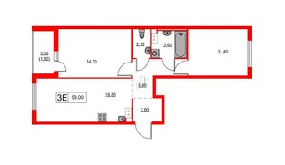 Квартира в ЖК А101 Лаголово, 2 комнатная, 59 м², 4 этаж