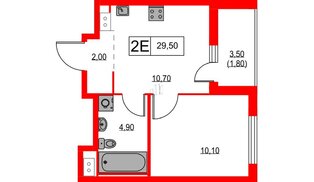 Квартира в ЖК А101 Лаголово, 1 комнатная, 29.5 м², 11 этаж