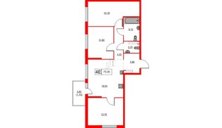 Квартира в ЖК А101 Лаголово, 3 комнатная, 73.3 м², 4 этаж