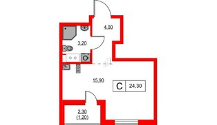Квартира в ЖК А101 Лаголово, студия, 24.3 м², 4 этаж