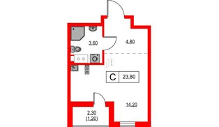 Квартира в ЖК А101 Лаголово, студия, 23.8 м², 6 этаж