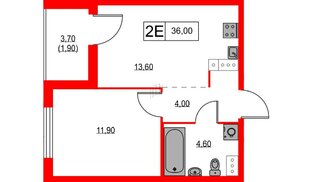 Квартира в ЖК А101 Лаголово, 1 комнатная, 36 м², 9 этаж