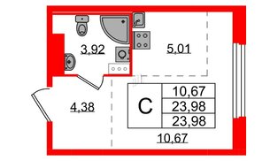 Квартира в ЖК «Аннино Сити», студия, 23.98 м², 4 этаж