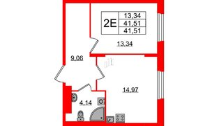 Квартира в ЖК «Аннино Сити», 1 комнатная, 41.51 м², 1 этаж