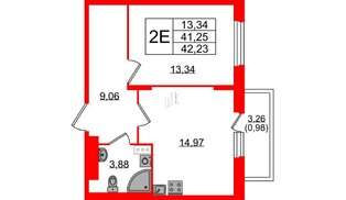 Квартира в ЖК «Аннино Сити», 1 комнатная, 42.23 м², 4 этаж