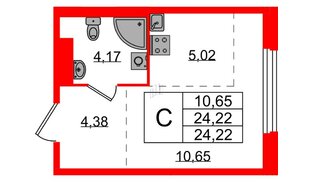 Квартира в ЖК «Аннино Сити», студия, 24.22 м², 1 этаж