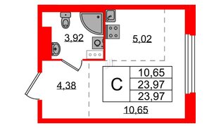 Квартира в ЖК «Аннино Сити», студия, 23.97 м², 4 этаж