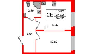 Квартира в ЖК «Аннино Сити», 1 комнатная, 34.22 м², 1 этаж