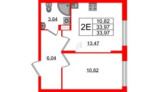 Квартира в ЖК «Аннино Сити», 1 комнатная, 33.97 м², 3 этаж