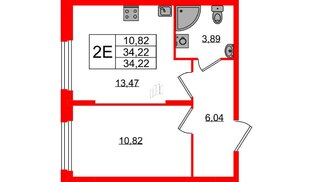 Квартира в ЖК «Аннино Сити», 1 комнатная, 34.22 м², 1 этаж