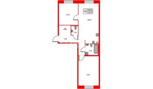 Квартира в ЖК «Моисеенко 10», 2 комнатная, 70.1 м², 2 этаж