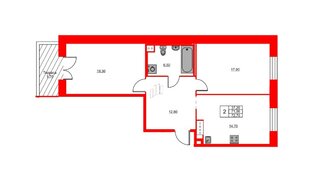 Квартира в ЖК Моисеенко X, 2 комнатная, 72.7 м², 10 этаж