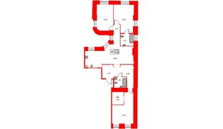 Квартира в ЖК «Моисеенко 10», 3 комнатная, 117.2 м², 2 этаж