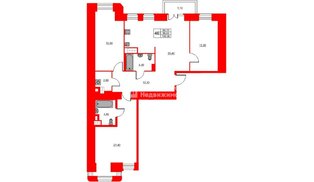Квартира в ЖК «Моисеенко 10», 3 комнатная, 100.6 м², 5 этаж