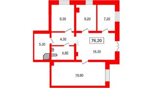 Помещение в ЖК Цивилизация, 76.2 м², 1 этаж