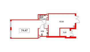 Помещение в ЖК GloraX Парголово, 74.47 м², 1 этаж