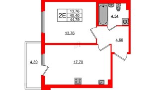 Квартира в ЖК Любоград, 1 комнатная, 40.4 м², 1 этаж