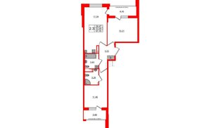 Квартира в ЖК Универ Сити, 2 комнатная, 53.69 м², 2 этаж