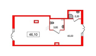 Помещение в ЖК Монография, 46.1 м², 1 этаж