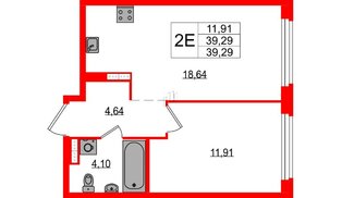 Квартира в ЖК Максималист, 1 комнатная, 39.29 м², 12 этаж