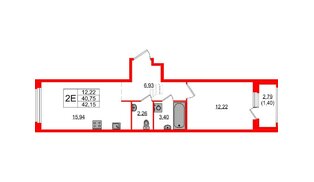 Квартира в ЖК Максималист, 1 комнатная, 42.15 м², 2 этаж