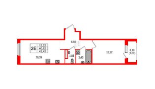 Квартира в ЖК Максималист, 1 комнатная, 42.42 м², 5 этаж