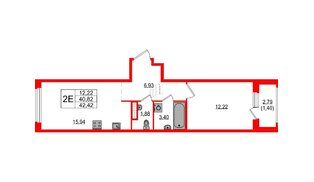 Квартира в ЖК Максималист, 1 комнатная, 41.77 м², 12 этаж