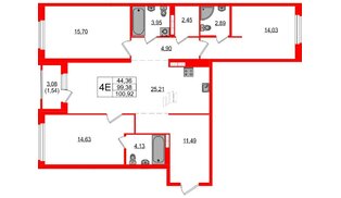 Квартира в ЖК Максималист, 3 комнатная, 100.92 м², 3 этаж