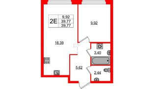 Квартира в ЖК Максималист, 1 комнатная, 39.77 м², 2 этаж