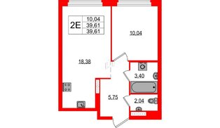 Квартира в ЖК Максималист, 1 комнатная, 39.61 м², 13 этаж