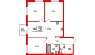 Квартира в ЖК Максималист, 3 комнатная, 78.5 м², 10 этаж