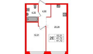 Квартира в ЖК Максималист, 1 комнатная, 41.72 м², 2 этаж