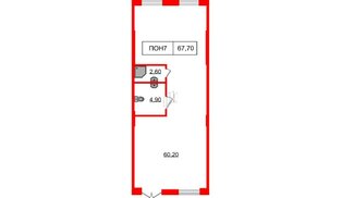 Помещение в ЖК Шкиперский, 19, 67.7 м², 1 этаж