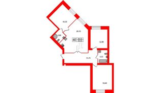 Квартира в ЖК Листва, 3 комнатная, 99.9 м², 2 этаж
